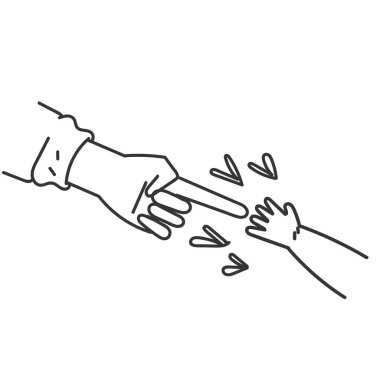 Bebek eli, karalama ikonu çizgi filminde annelerin elini tutmaya çalışır.