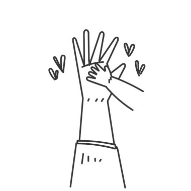 Bebek eli, karalama ikonu çizgi filminde annelerin elini tutmaya çalışır.