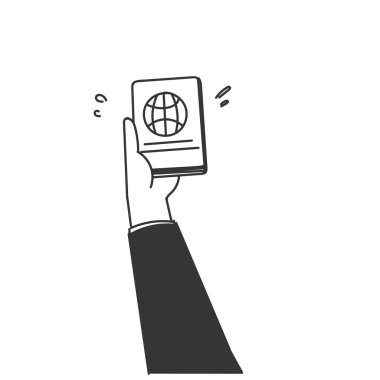 Pasaport tutarken el çizimi.