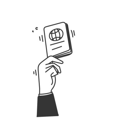 Pasaport tutarken el çizimi.