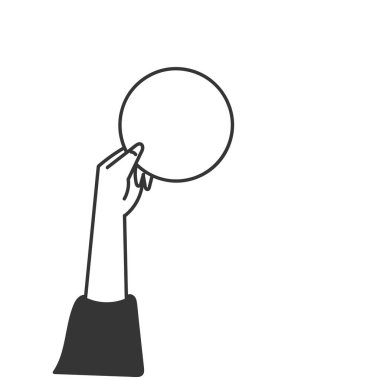 Karalama el küçük yuvarlak top tutuyor