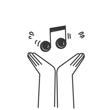 karalama el müzik notasını tutuyor