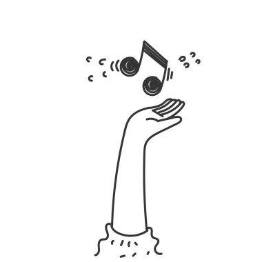 karalama el müzik notasını tutuyor