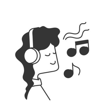 Kulaklıkla müzik dinleyen karalama yapan kadın