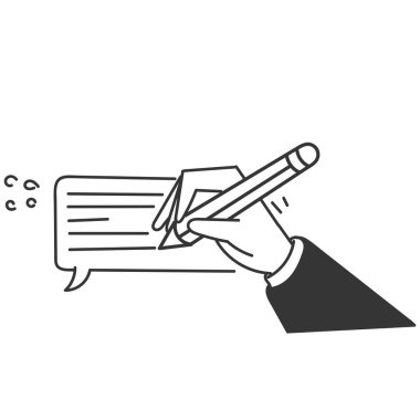 Baloncuklu konuşma illüstrasyonunda kalemle karalama el yazısı