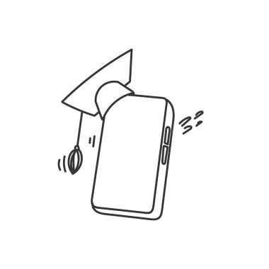 Mezuniyet şapkası resimli karalama cep telefonu