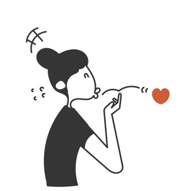 El çizimi karalama kadın aşk öpücüğü gönder.