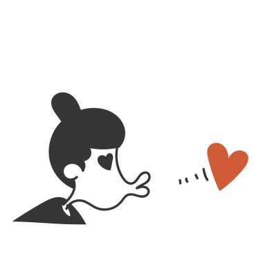 El çizimi karalama kadın aşk öpücüğü gönder.