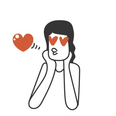 El çizimi karalama kadın aşk öpücüğü gönder.