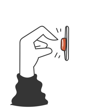 çizik el parmağı kırmızı düğmeye bas