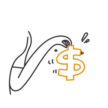 Çizgi filmdeki kadının elinde dolar işareti var.