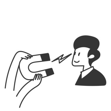 Karalama simgesi el mıknatısı insanı çizgi film tarzına çeker