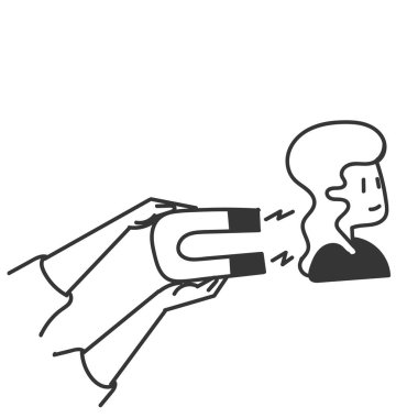 Karalama simgesi el mıknatısı insanı çizgi film tarzına çeker