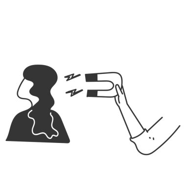 Karalama simgesi el mıknatısı insanı çizgi film tarzına çeker