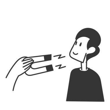 Karalama simgesi el mıknatısı insanı çizgi film tarzına çeker