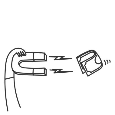 El ele tutuşmak mıknatıs para çekmek karikatür