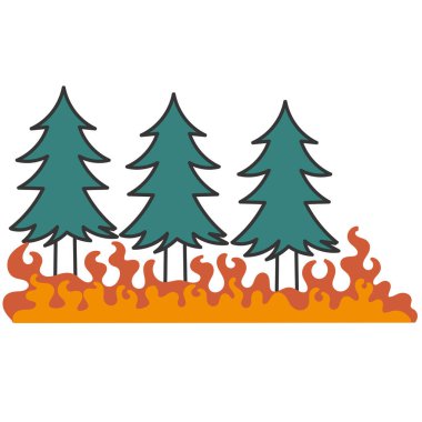 Elle çizilmiş karalama ağacı ateş resimleriyle yakılmış.