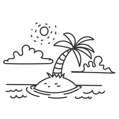 Karalama karikatürü plaj çizimi