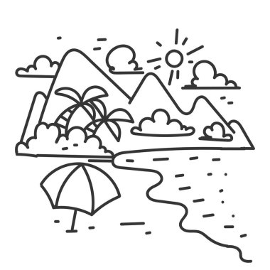 Karalama karikatürü plaj çizimi