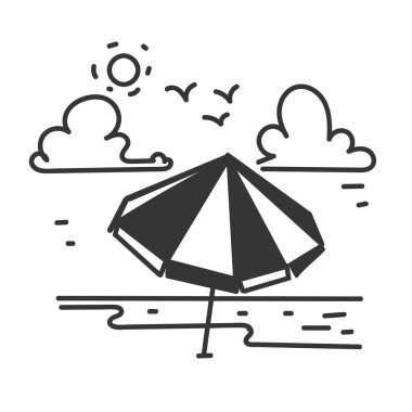 Karalama karikatürü plaj çizimi