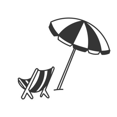 Karalama şemsiyesi plaj illüstrasyon karikatürü
