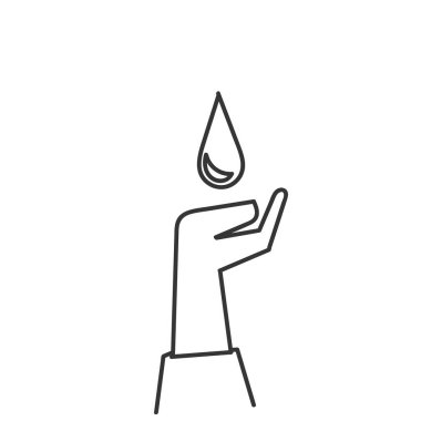 El ele tutuşan su damlası karalama çizim simgesi