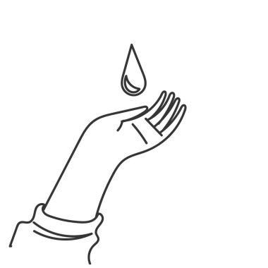 El ele tutuşan su damlası karalama çizim simgesi