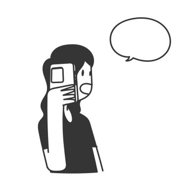 Karalama kadın telefon araması çizimi yapıyor.