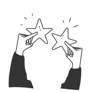 Karalama el ele tutuşan yıldız çizgi filmi