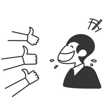 Karalama yapan kişi gülüyor başparmağını kaldırıyor.