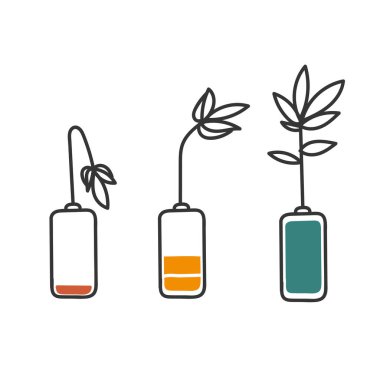 Solmuş bitki pil üzerine karalama stili