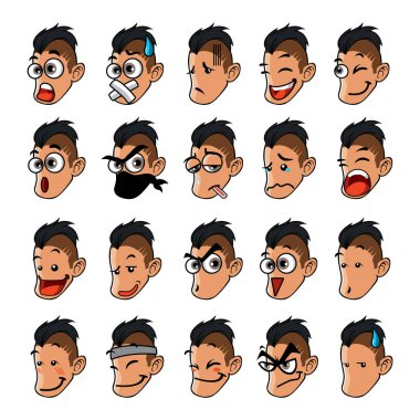 Mohawk duygu simgesi vektörü koleksiyonu