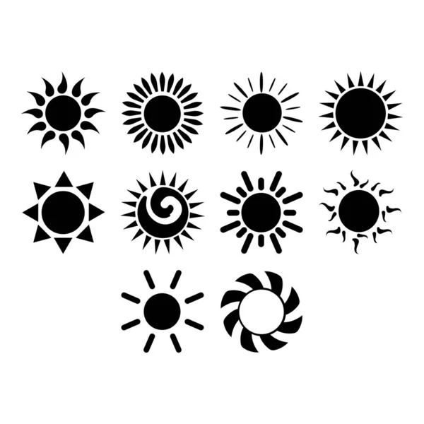 Kolekce Slunce Ikona Vektor Stock Ilustrace