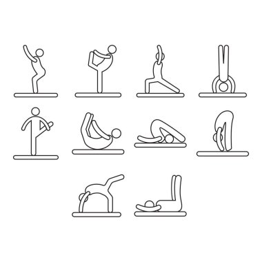 Yoga ikon vektörü koleksiyonu