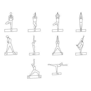 Yoga ikon vektörü koleksiyonu