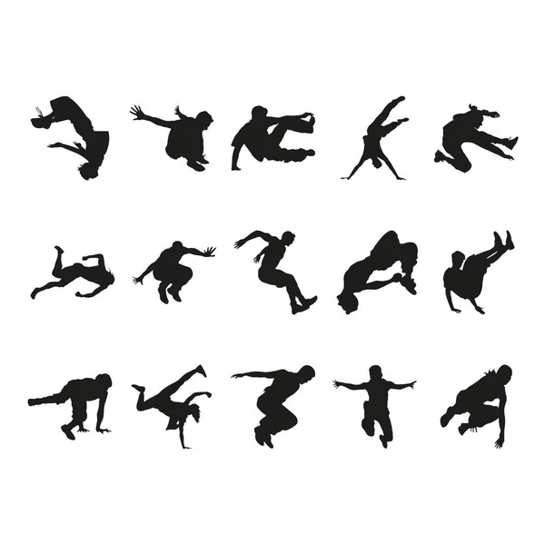 stock vector collection of freestyle parkour silhouette vector