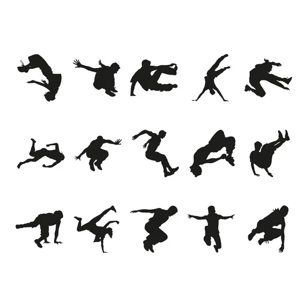 Collection Freestyle Parkour Silhouette Vector Stock Vector
