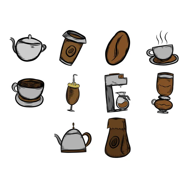 Collection Coffee Icon Vector — Stock Vector