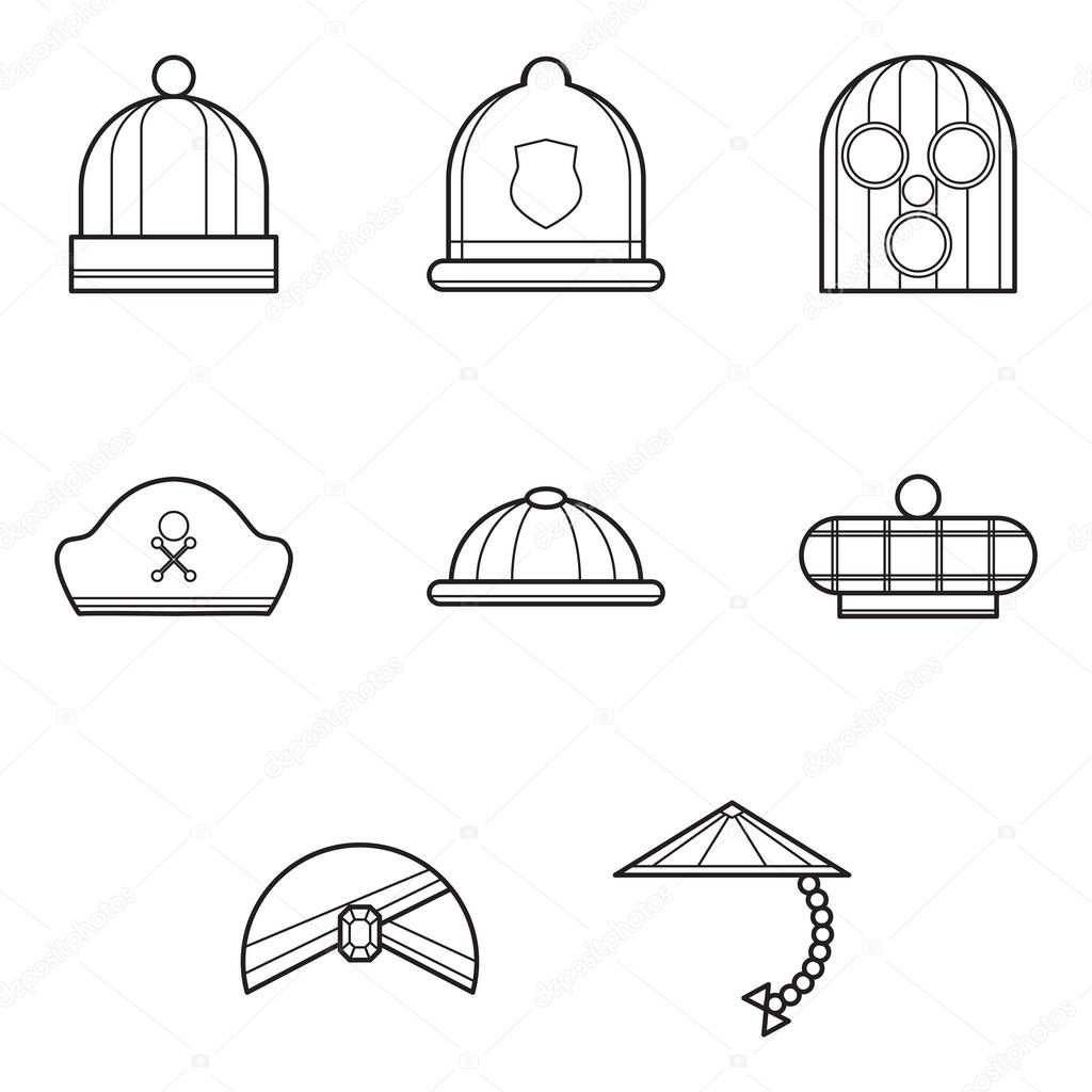 Collection of head gear icon vector