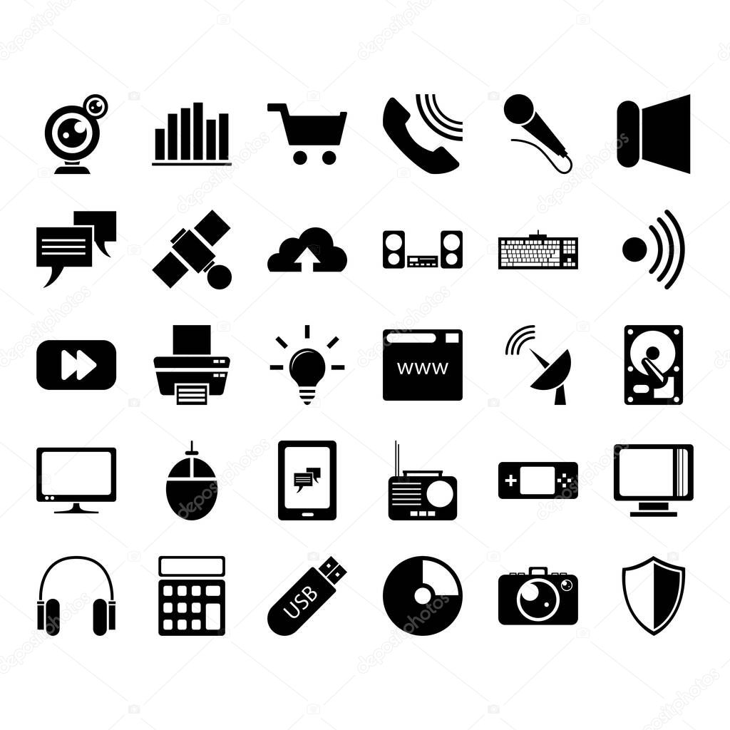 Collection of technology icon vector