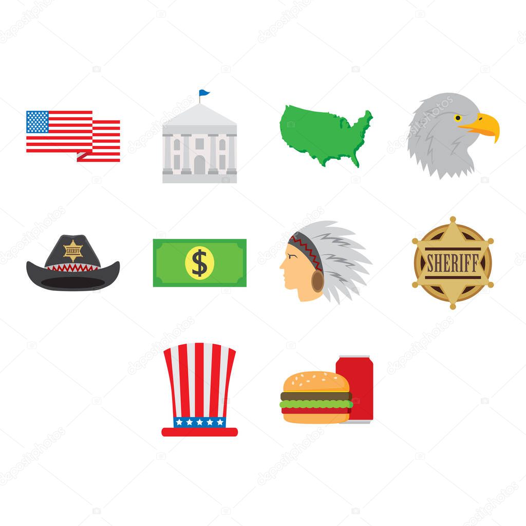 Collection of usa icon vector
