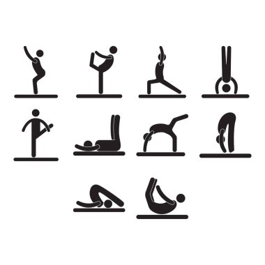 Yoga ikon vektörü koleksiyonu