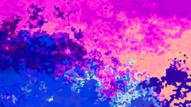 abstract animated twinkling stained background full HD seamless loop video - watercolor splotch liquid effect - color neon pink orange blue