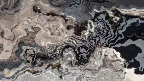 抽象的なアニメーション輝くステンドグラスの背景フルHdシームレスループビデオ 水彩スプロッチ液体効果 色黒褐色ベージュ砂灰色 — ストック動画