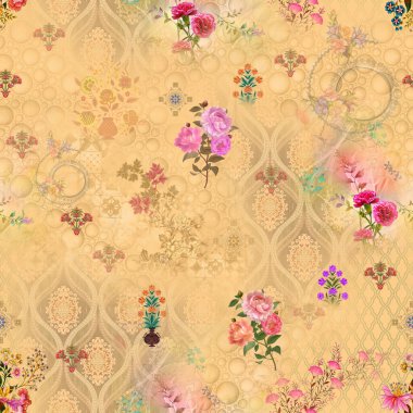 Pakistan Dijital HD Her Yerde Dijital Kurtis Tasarımı İçin Çiçek Deseni Tasarımı