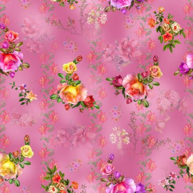 Pakistan Dijital HD Her Yerde Dijital Kurtis Tasarımı İçin Çiçek Deseni Tasarımı