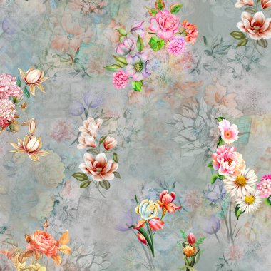 Pakistan Dijital HD Her Yerde Dijital Kurtis Tasarımı İçin Çiçek Deseni Tasarımı