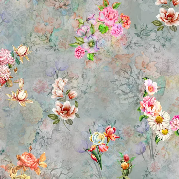 Pakistan Dijital HD Her Yerde Dijital Kurtis Tasarımı İçin Çiçek Deseni Tasarımı