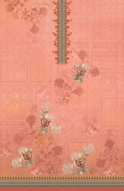 Sayısal tekstil tasarımı çiçekler ve Pakistanlı Kurti 'nin kadın gömleği baskısı için yapraklar