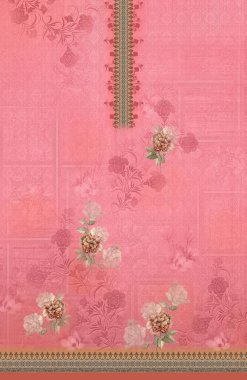 Sayısal tekstil tasarımı çiçekler ve Pakistanlı Kurti 'nin kadın gömleği baskısı için yapraklar